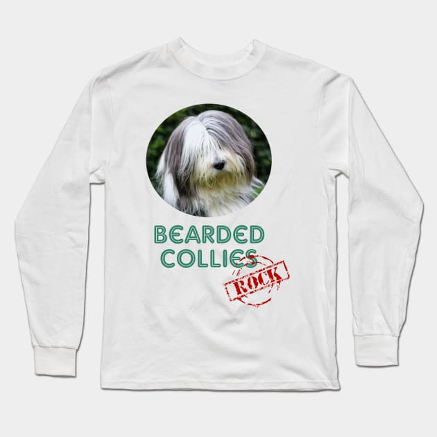 Bearded Collies Rock Long Sleeve T-Shirt by Naves